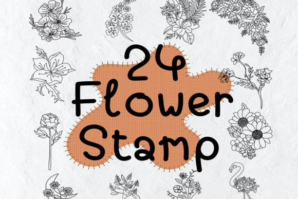 24 Flower Stamp Procreate Stamps Doodle