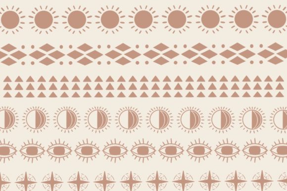 Boho Decor Lines: Elevating Digital Art with Cosmic Hand-Drawn Elements