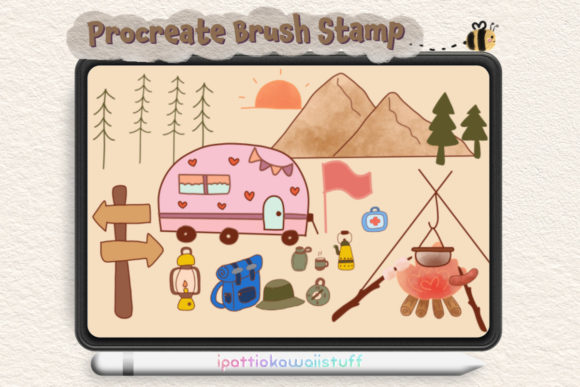 Camping Doodle Stamps for Procreate