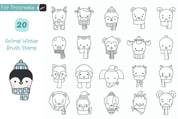 Cute Winter Animal Brushes for Procreate