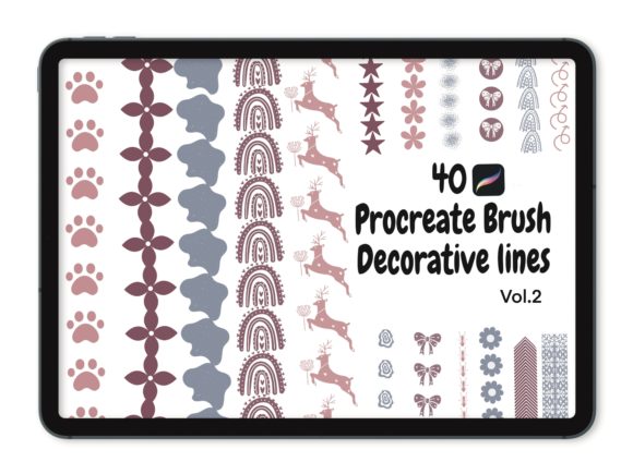 Elevate Your Digital Art with 40 Procreate Brush Decorative Lines V.2