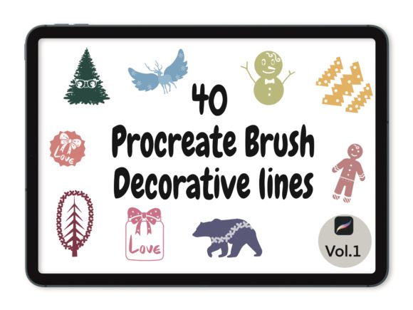 Enhance Your Digital Art with 40 Procreate Brush Decorative Lines V.1