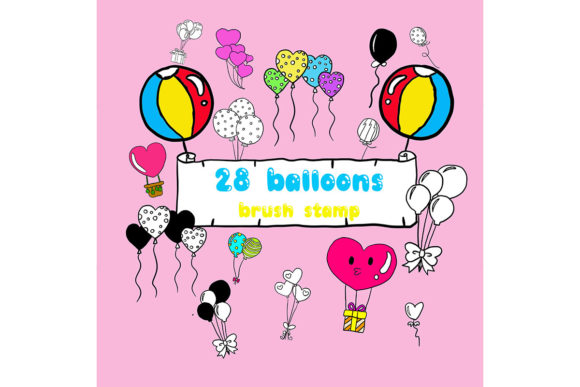 Exploring the Creative Potential of 28 Balloon Doodle Procreate Stamps for Digital Illustrators