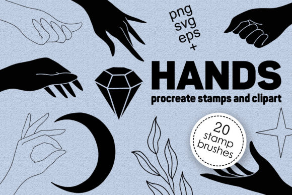 Hands Clipart and Procreate Stamps for Digital Art