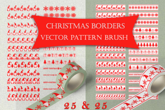 Patterned Christmas Borders: Vector Brushes for Flawless Holiday Designs