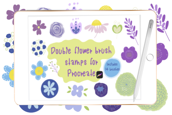 Streamline Your Digital Art with Double Flower Brush Stamps Procreate