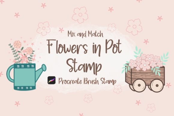 Streamlining Digital Floral Design with Procreate Brush Stamp Flowers in Pot