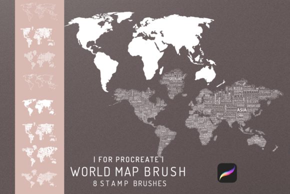 Unlock Global Storytelling with the 8 Procreate World Map Stamp Brush Collection